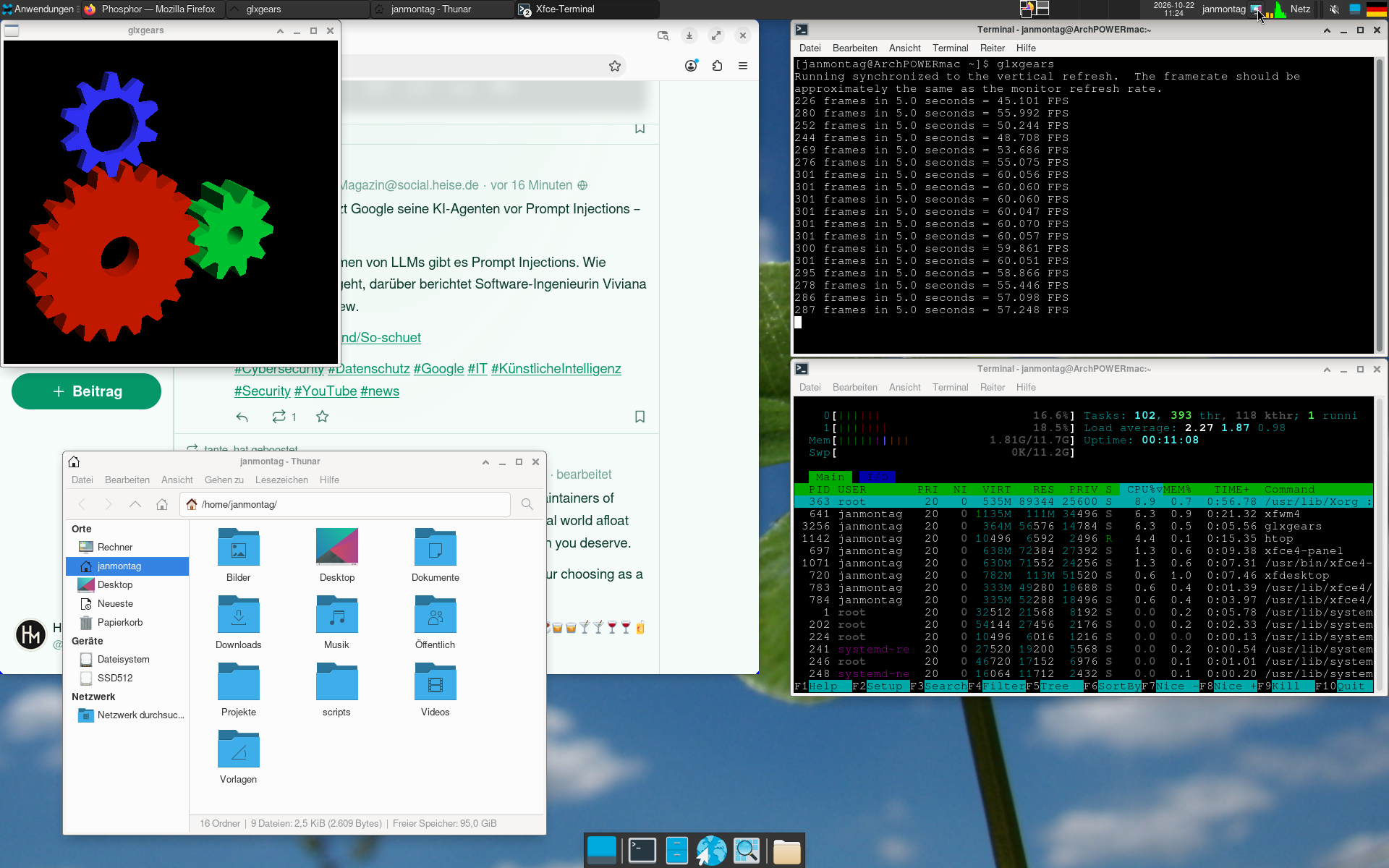 glxinfo -B showing Device NV43 and Accelerated yes